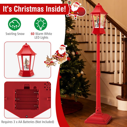 Goflame 5.3 Ft Christmas Snowy Street Lamp | 2-in-1 Musical Lamp Post & Snow Globe Lantern