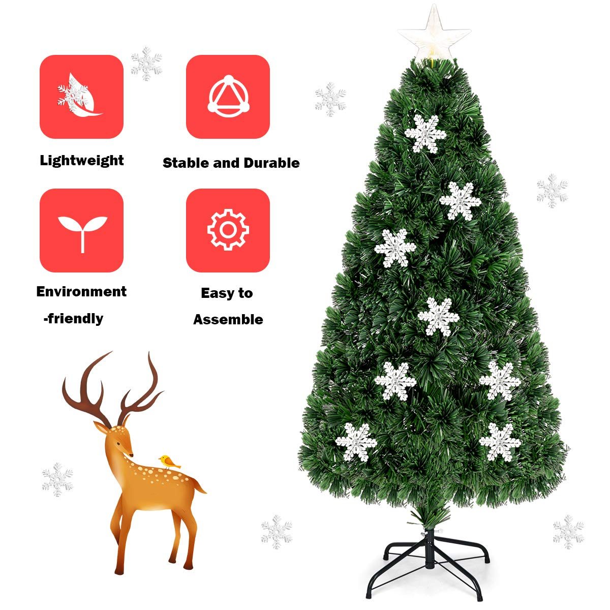 Goflame Pre-Lit Fiber Optic Artificial Christmas Tree - GoflameUS