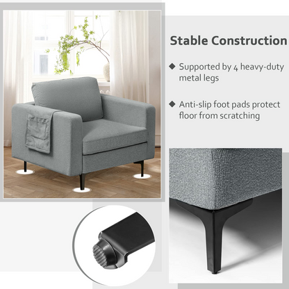 Goflame Modern Accent Chair w/Comfy Thick Cushion, Magazine Pockets