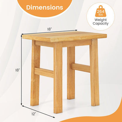 Goflame Solid Teak Shower Bench Stool for Bathroom with Water-Resistant Finish 18''L x 12''W x 18''H