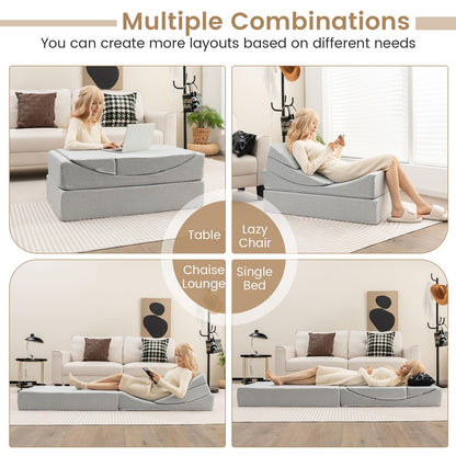 4-in-1 Floor Futon Sleeper Chair with High-Density Foam - Goflame