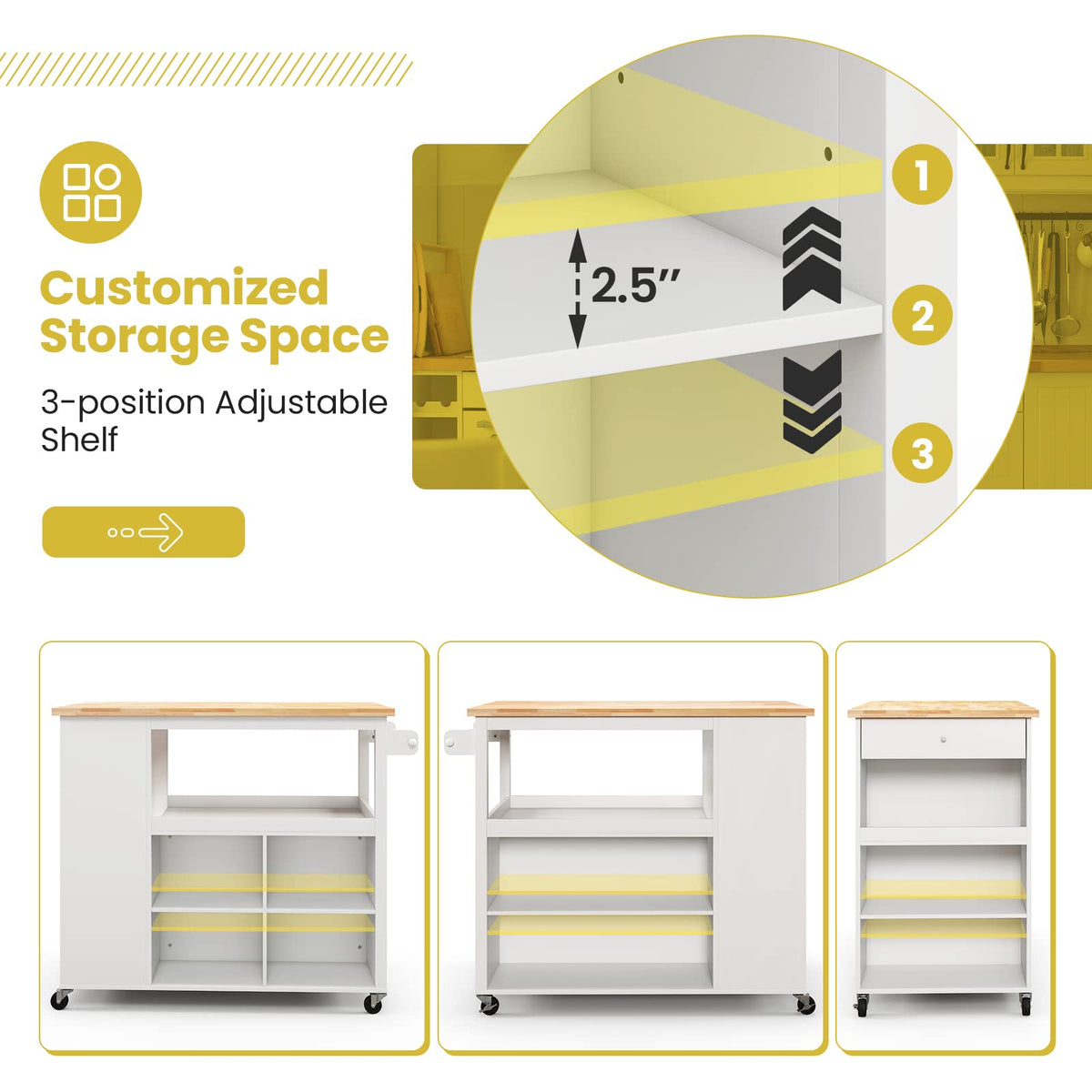 Mobile Kitchen Island Cart - Goflame