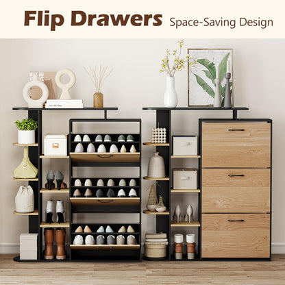 Goflame Shoe Cabinet with 3 Flip Drawers