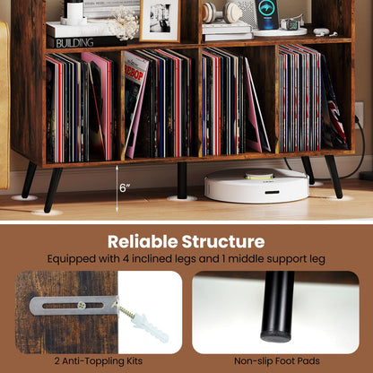 Goflame Large Record Player Stand with Charging Station