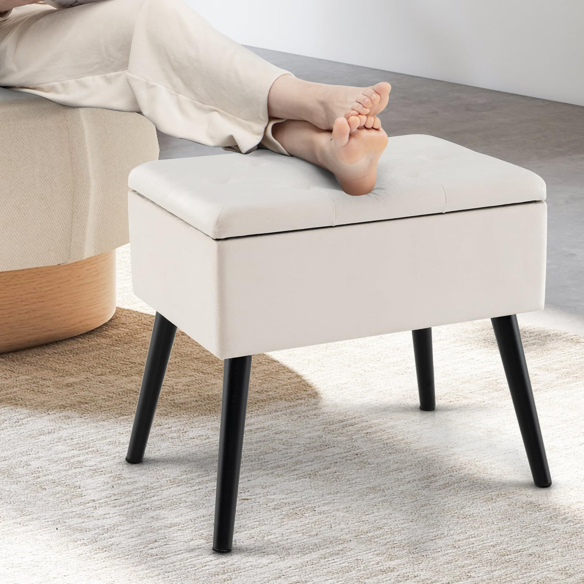 Goflame 20" Ottoman with Storage - Set of 1/2 Makeup Vanity Bench with Flip Top Storage