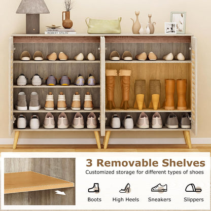 Goflame Shoe Cabinet 4-Tier Shoe Rack Organizer Cabinet(Louvered Door)