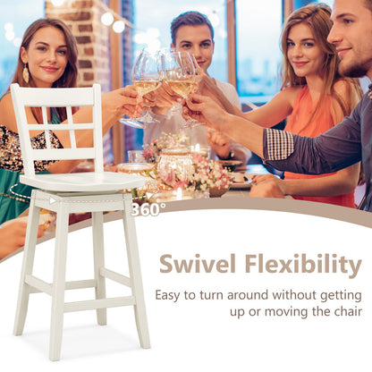 Goflame Bar Stools, Farmhouse Swivel Barstools with 6-Grid Hollow Back & Ergonomic Contoured Seat