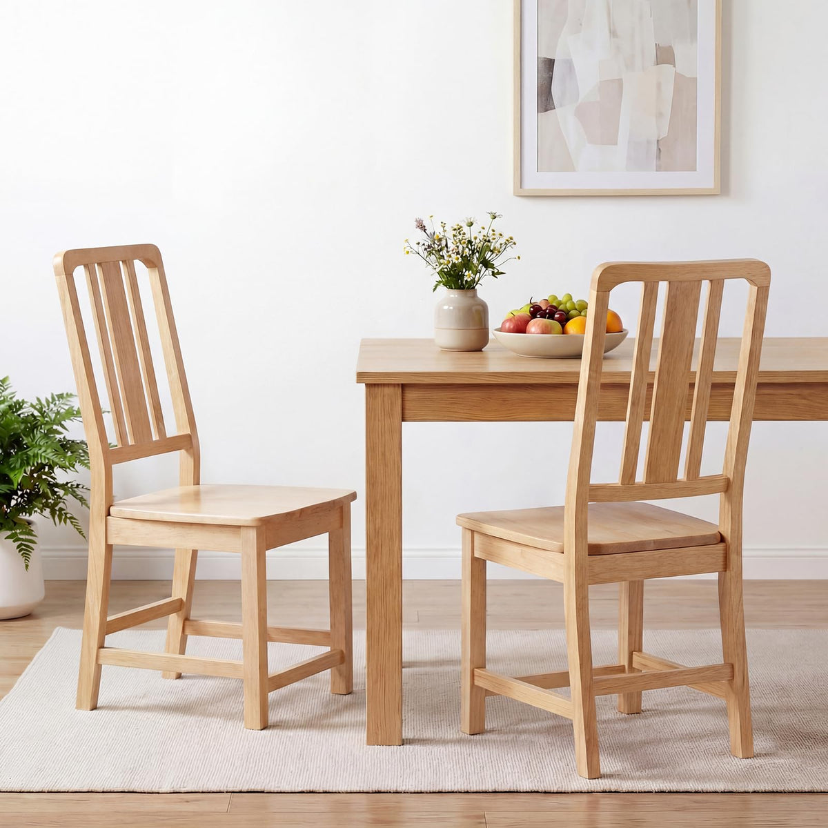 Goflame Rubber Wood Kitchen Chairs with Hollowed Backrest