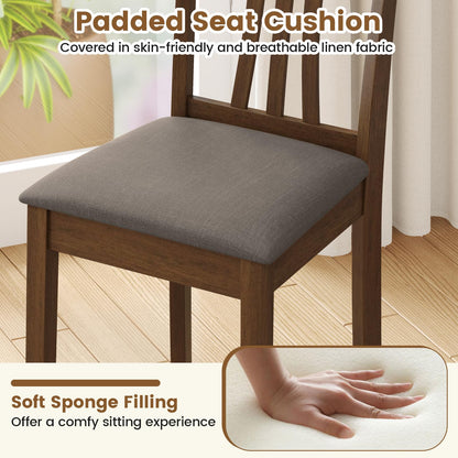 Goflame Wooden Dining Chairs Set of 2/4 Linen Fabric Upholstered Kitchen Armless Chair