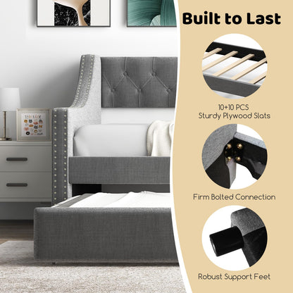 Goflame Upholstered Twin Daybed with Trundle