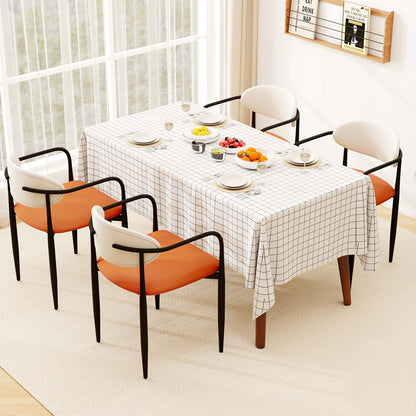 Goflame Modern Dining Chairs Set of 2/4 Faux Leather Upholstered Kitchen Chairs with Orange Padded Seat