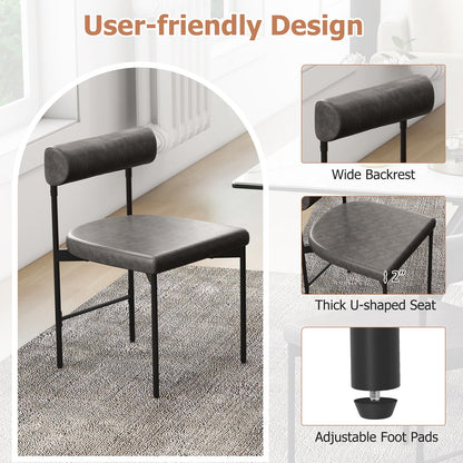 Goflame Dining Chairs, Faux Leather Upholstered Kitchen Side Chair with Padded Backrest and Cushion, Metal Legs