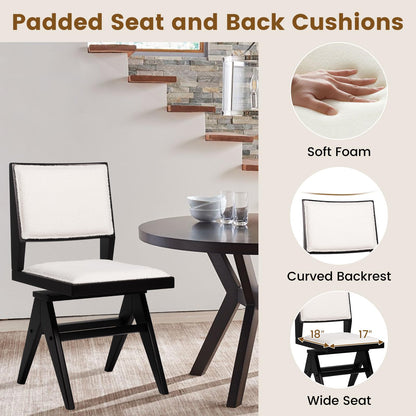 Goflame Swivel Dining Chairs Set of 2/4, Faux Sherpa Kitchen Chairs w/Rubber Wood Frame