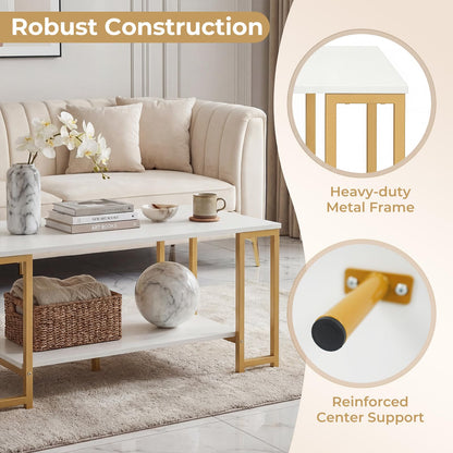 Goflame 2-Tier 39.5" Coffee Table with Storage