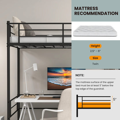 Metal Loft Bed Twin Size - Goflame