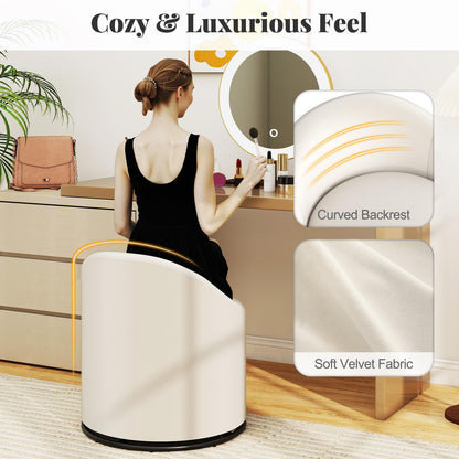 Goflame Swivel Accent Chair with Storage, 360° Upholstered Vanity Chair with Backrest