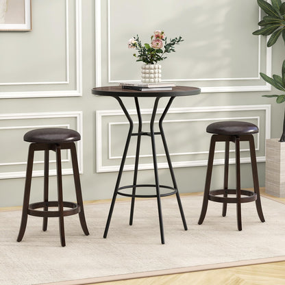 Goflame Bar Stools Set， 29"/ 24" Bar Height Bar Stools w/ 360° Swivel Round Seat & Footrest
