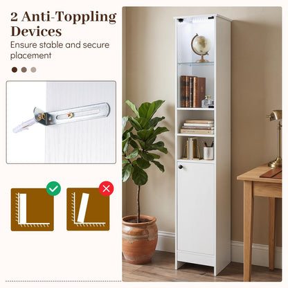 Goflame Tall Narrow Bathroom Cabinet with Lights & Remote Control (1/2)