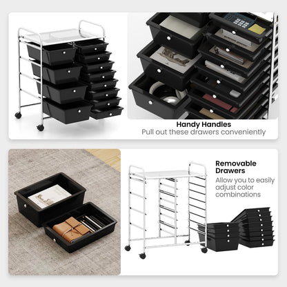 Goflame 12 Drawer Rolling Cart with Drawers Storage Organizer Cart