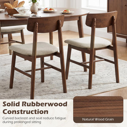 Goflame Solid Rubber Wood Dining Room Chairs with Curved Backrest