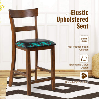 Goflame 25.5-Inch Counter Height Chair with Backrest, Foam-Padded Cushion, Rubber Wood Legs