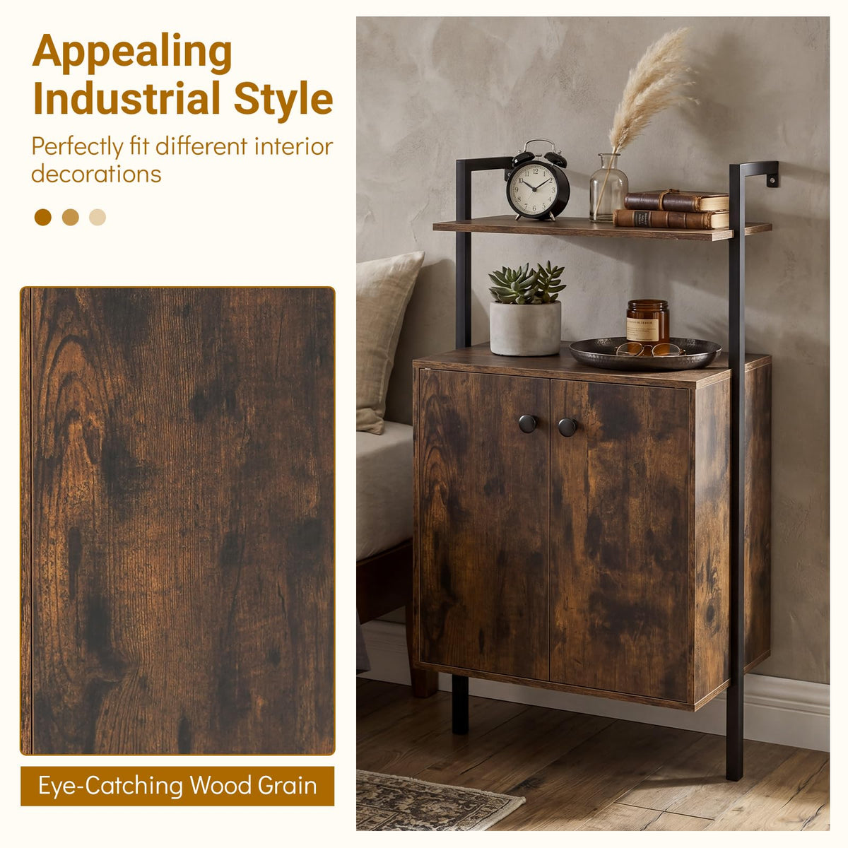 Goflame 38" Tall Bookshelf with Storage Cabinet (1/2)