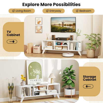 Goflame TV Stand for TVs up to 55", 4-Cubby Entertainment Center