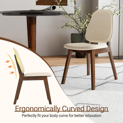Goflame Wooden Dining Chair Set of 2/4 Mid-Century Modern Upholstered Side Armless Chair