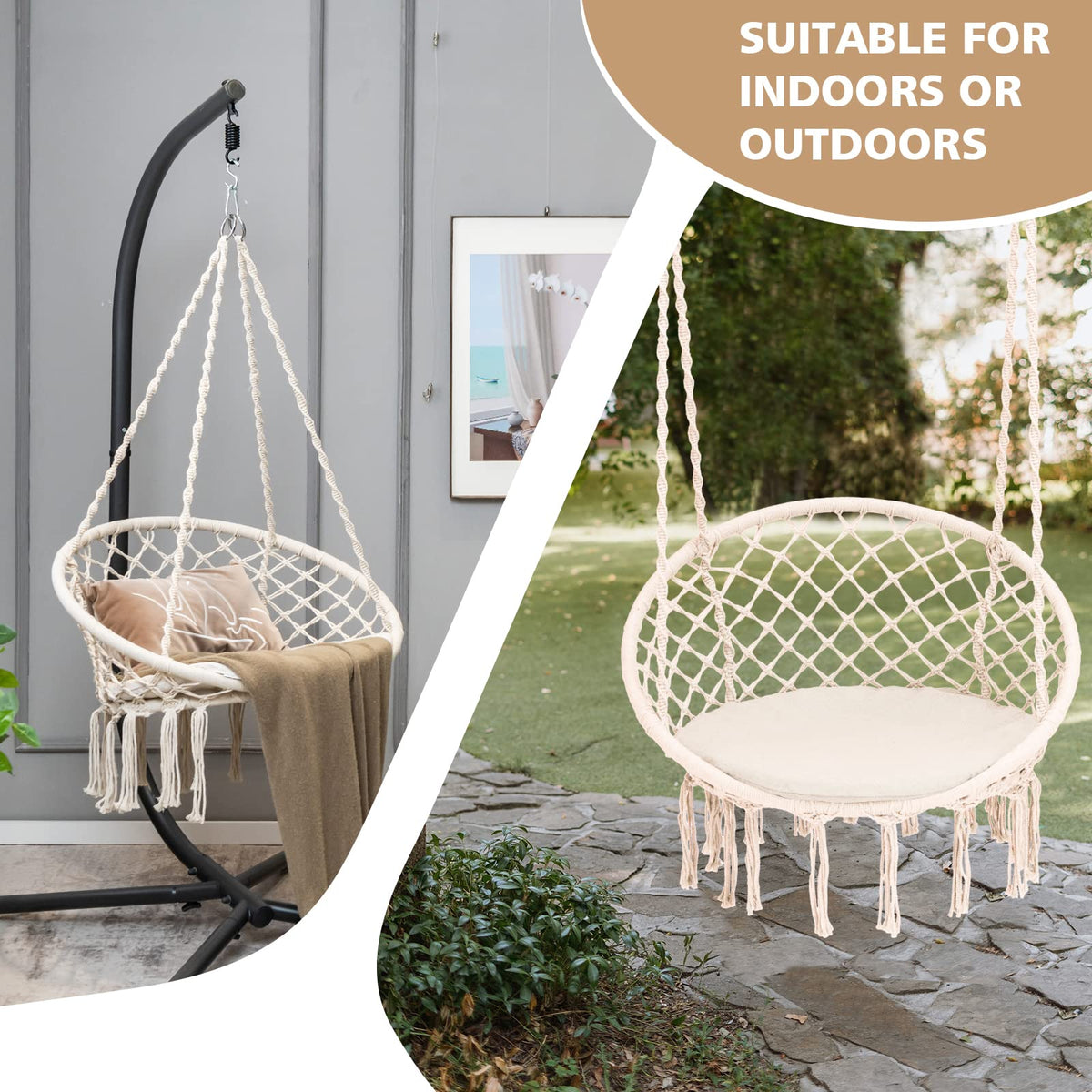 Hammock Chair Macrame Swing - Goflame