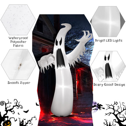 12ft Halloween Inflatable Ghost, Quick Blow up Halloween Decoration, Giant Inflatable Specter w/ Bright LED Lights