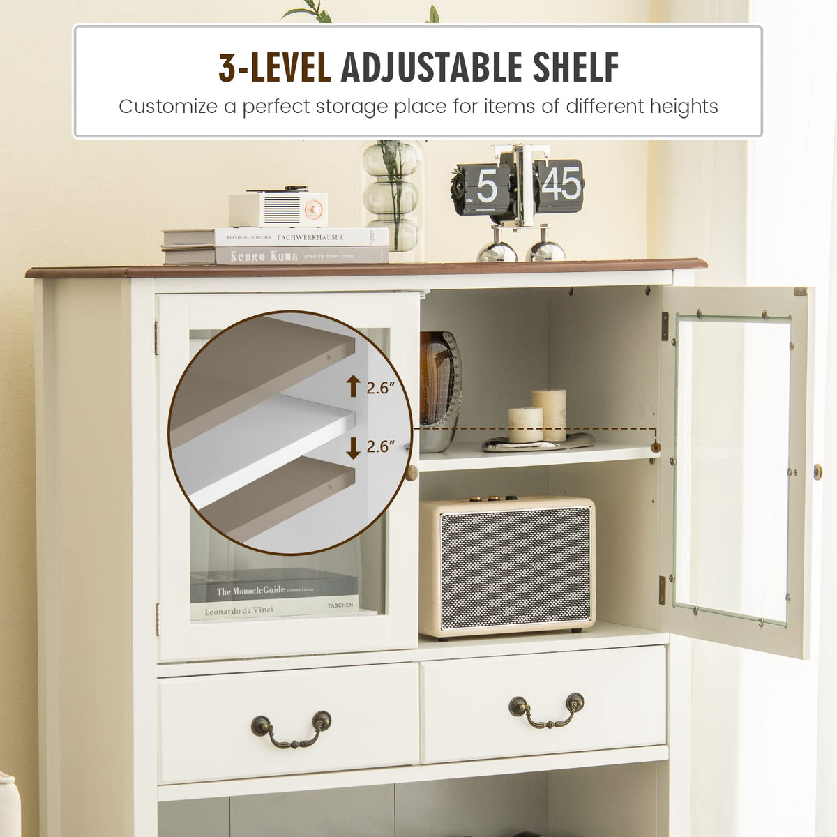 Goflame Buffet Wine Cabinet with Storage - Standing Sideboard