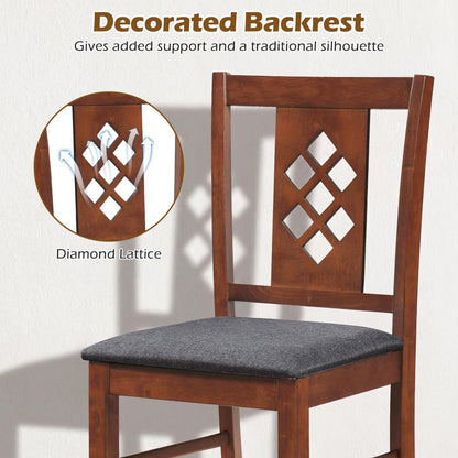 Goflame Wooden Upholstered Kitchen Chair with Elegant Diamond Back (2/4)