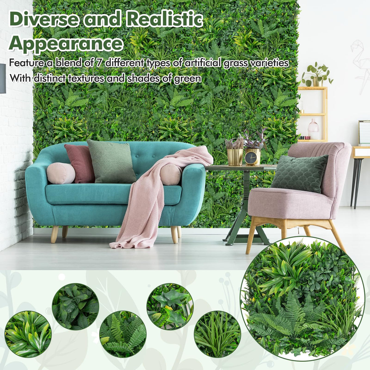 Goflame Grass Wall Panels Backdrop - 4 PCS 20"x20" Artificial Tropical Boxwood Panels