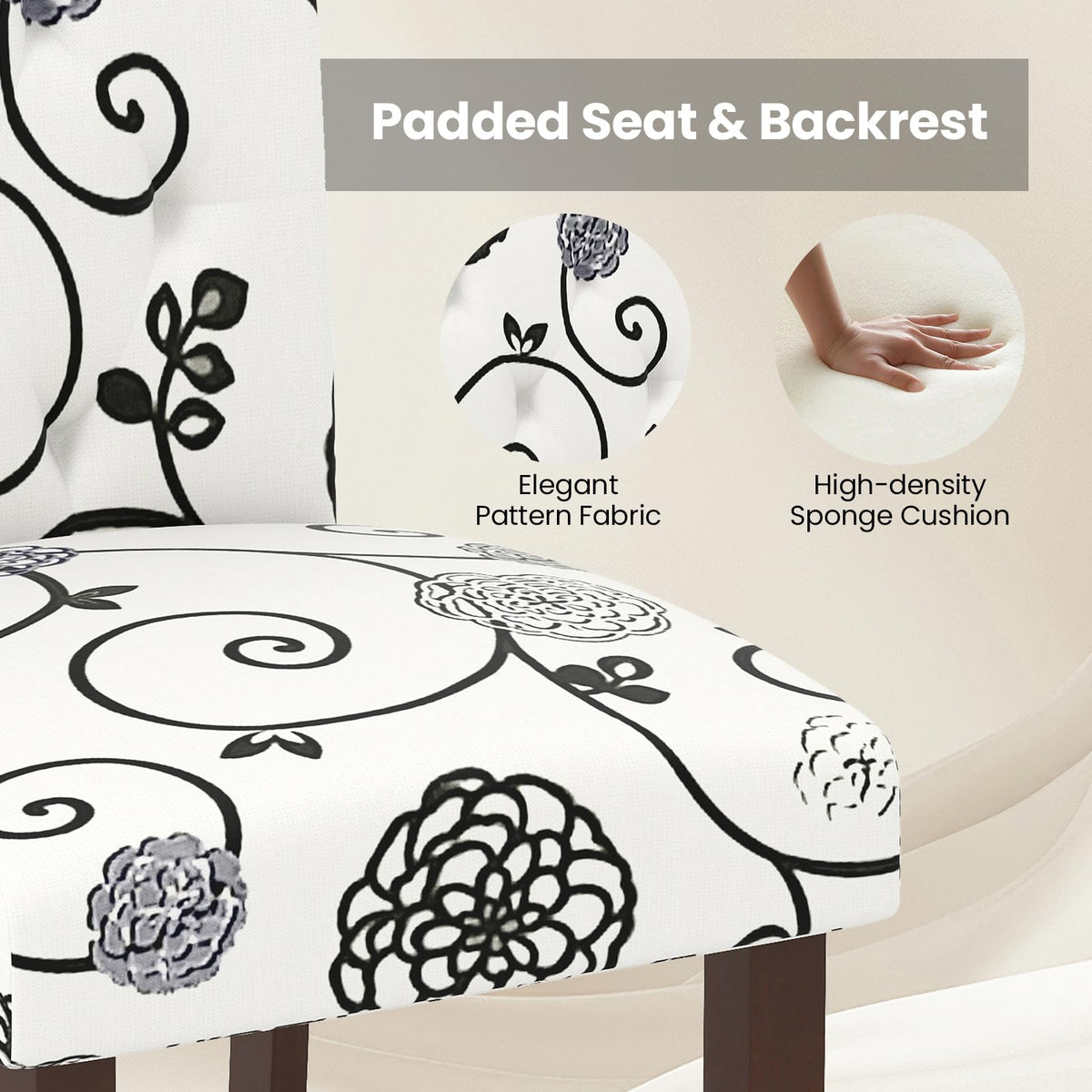 Goflame Upholstered Dining Chairs Set of 2/4 Button Tufted Fabric Upholstered Parson Chairs