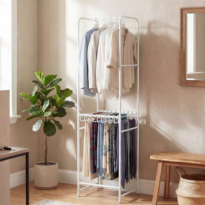 Goflame Heavy-Duty White Garment Rack with 6 Hanging Rods & 10 Pants Hangers