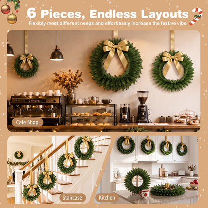 GOFLAME Nesting Christmas Wreaths Set of 6