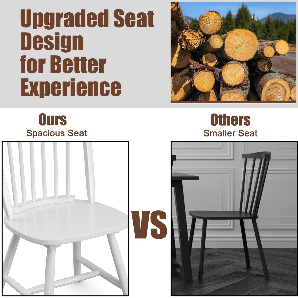 Goflame Wood Dining Chairs, French Country Armless Spindle Back Dining Chairs