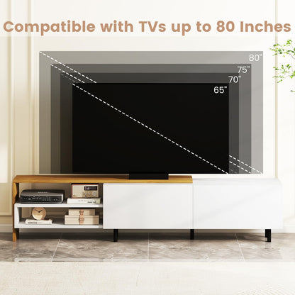 Goflame Modern TV Stand for 80 Inches TVs with Storage Shelves and Cabinets