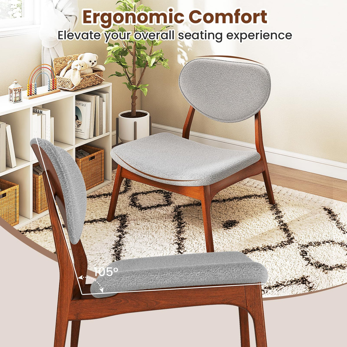 Goflame Lamb Velvet Fabric Upholstered Living Room Chairs with Side Table