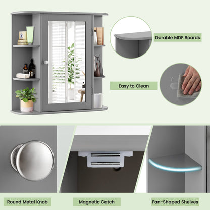 Goflame Mirrored Bathroom Medicine Cabinet - Wall Mounted Bathroom Hanging Cabinet with Single Door
