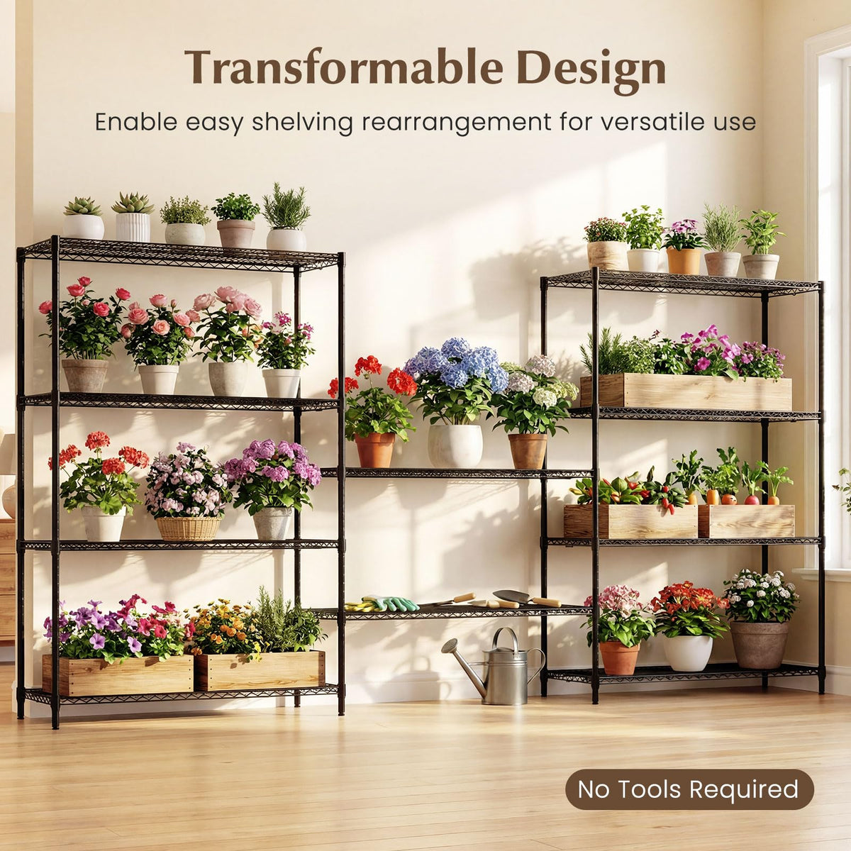 Goflame 5-Tier Metal Storage Shelving Unit with V-Shaped Wire Rack