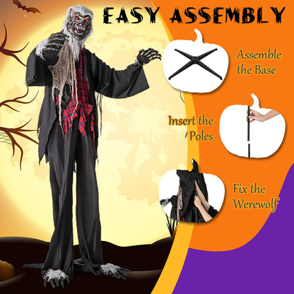 Goflame 8.2 Ft Halloween Animatronics, Sound-Activated Werewolf with Light-up Eyes & Scary Sounds