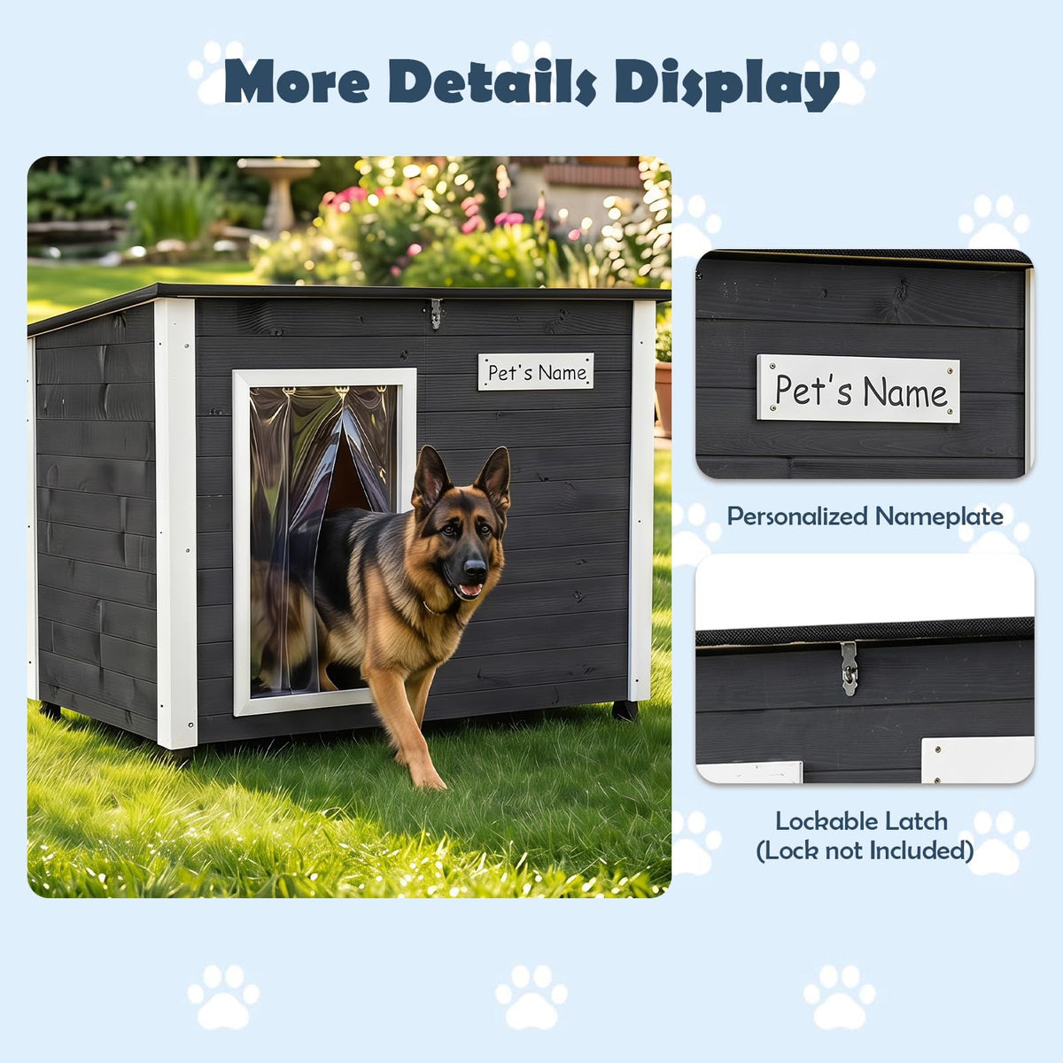Goflame Wooden Dog House with Openable Asphalt Roof