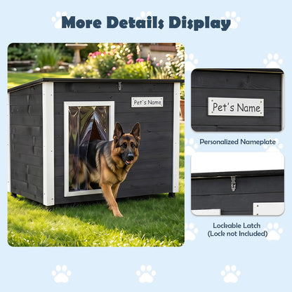 Goflame Wooden Dog House with Openable Asphalt Roof