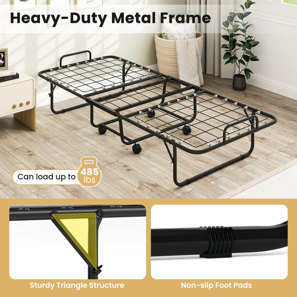 Goflame Folding Bed with Mattress for Adults