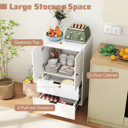 Goflame 2-Door Narrow Storage Sideboard Buffet Cabinet with Drawers