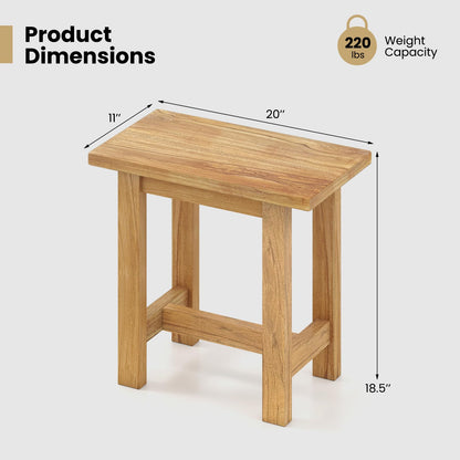 Goflame Teak Shower Bench Stool with Waterproof Spa Bath Seat for Seniors 20''L x 11''W x 18.5''H