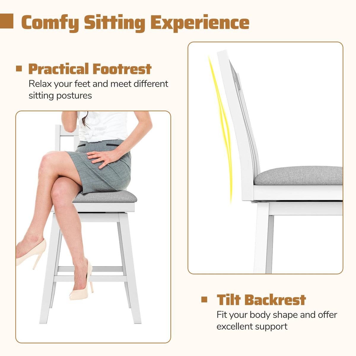 Goflame 25" Bar Stools Set of 2/4 Swivel Counter Height Bar Chairs