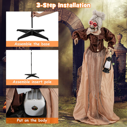Goflame Halloween Animatronic, Talking Zombie Maid in Lantern
