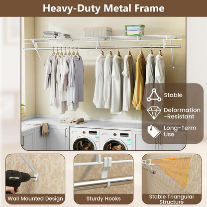 Goflame 6 ft Wall Mounted Closet Shelf with Hanging Rod